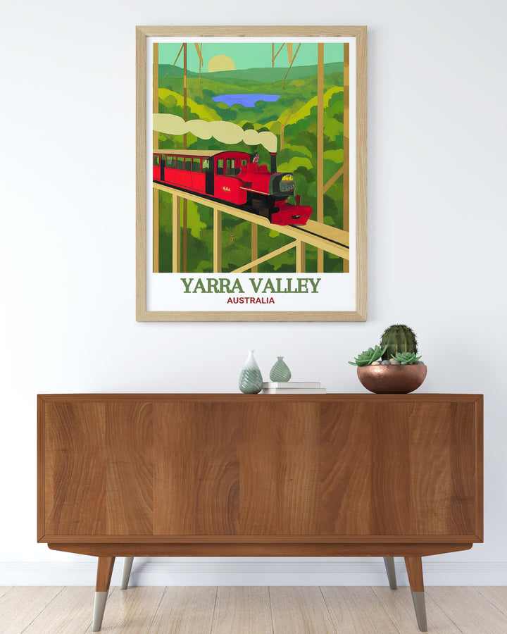 Yarra Valley wall poster capturing the essence of Australias famous wine region with its expansive vineyards and scenic landscapes. Ideal for anyone looking to add a touch of Australian charm to their decor.