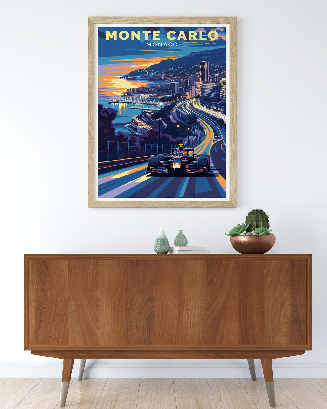 Grand Prix Wall Art brings the speed and sophistication of the Monaco Grand Prix to life, featuring Monte Carlos famous race circuit against its breathtaking coastal views. This framed art is ideal for motorsport fans and lovers of European culture.