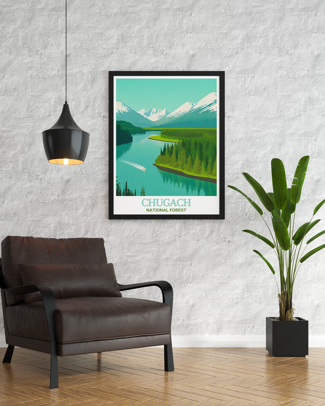 Modern Alaska wall art depicting the tranquil Kenai River perfect for enhancing any living space with elegant home decor and travel art inspired by Alaskas natural wonders