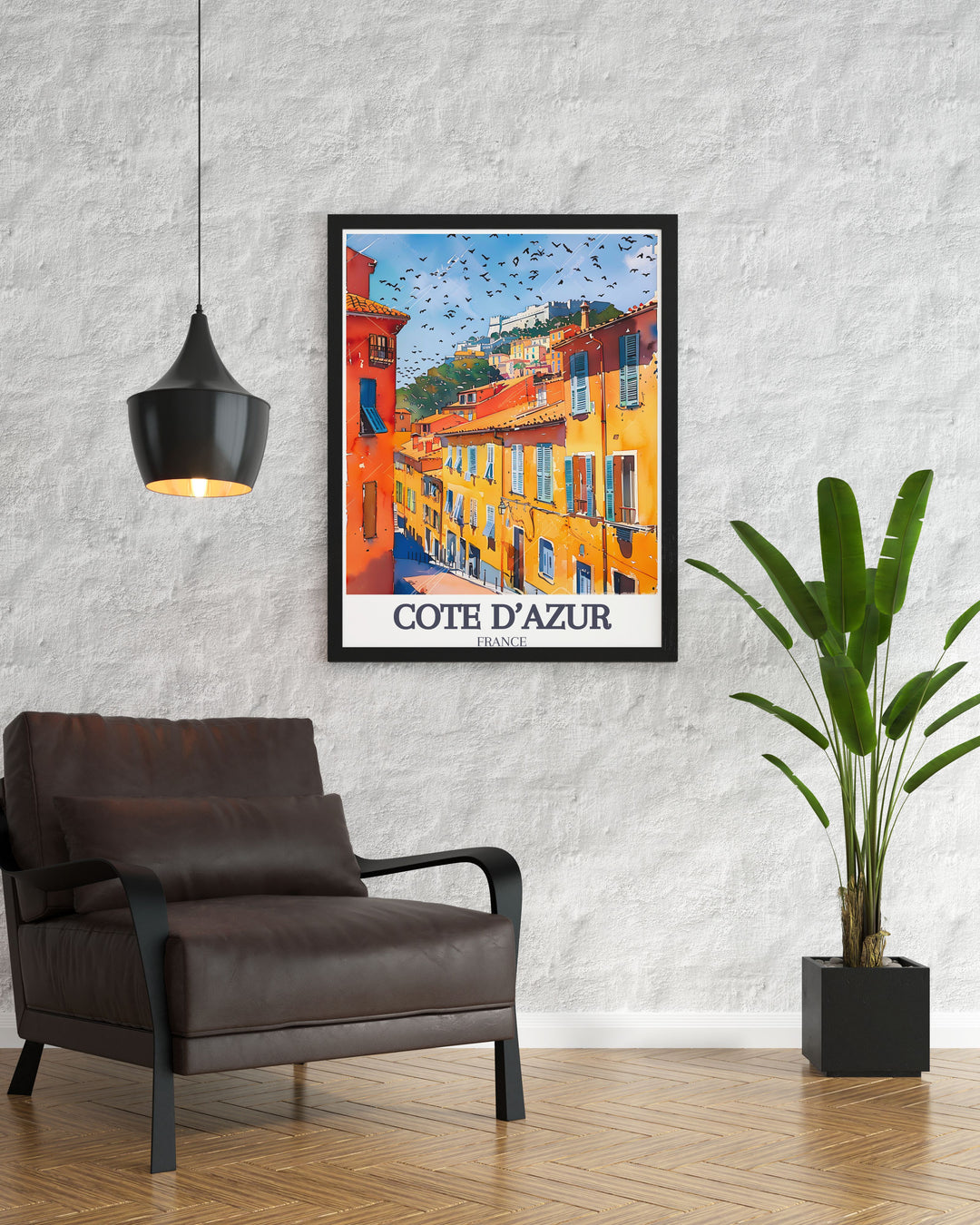 This Old Town travel print captures the historic charm and lively atmosphere of Nice, making it an ideal piece for anyone who loves France. The colorful streets and stunning views make this Côte dAzur poster perfect for home décor.