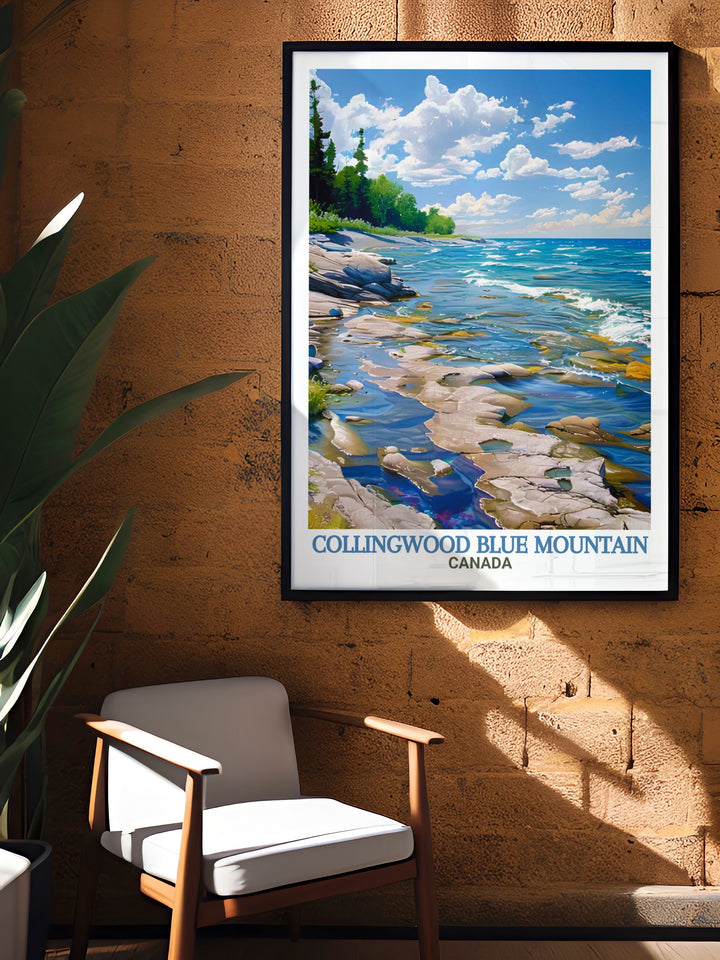 Collingwood Canvas Art offers a vibrant depiction of Blue Mountain and the tranquil Craigleith Provincial Park. This art print is perfect for nature lovers who want to celebrate Canadas beautiful landscapes in their home decor.