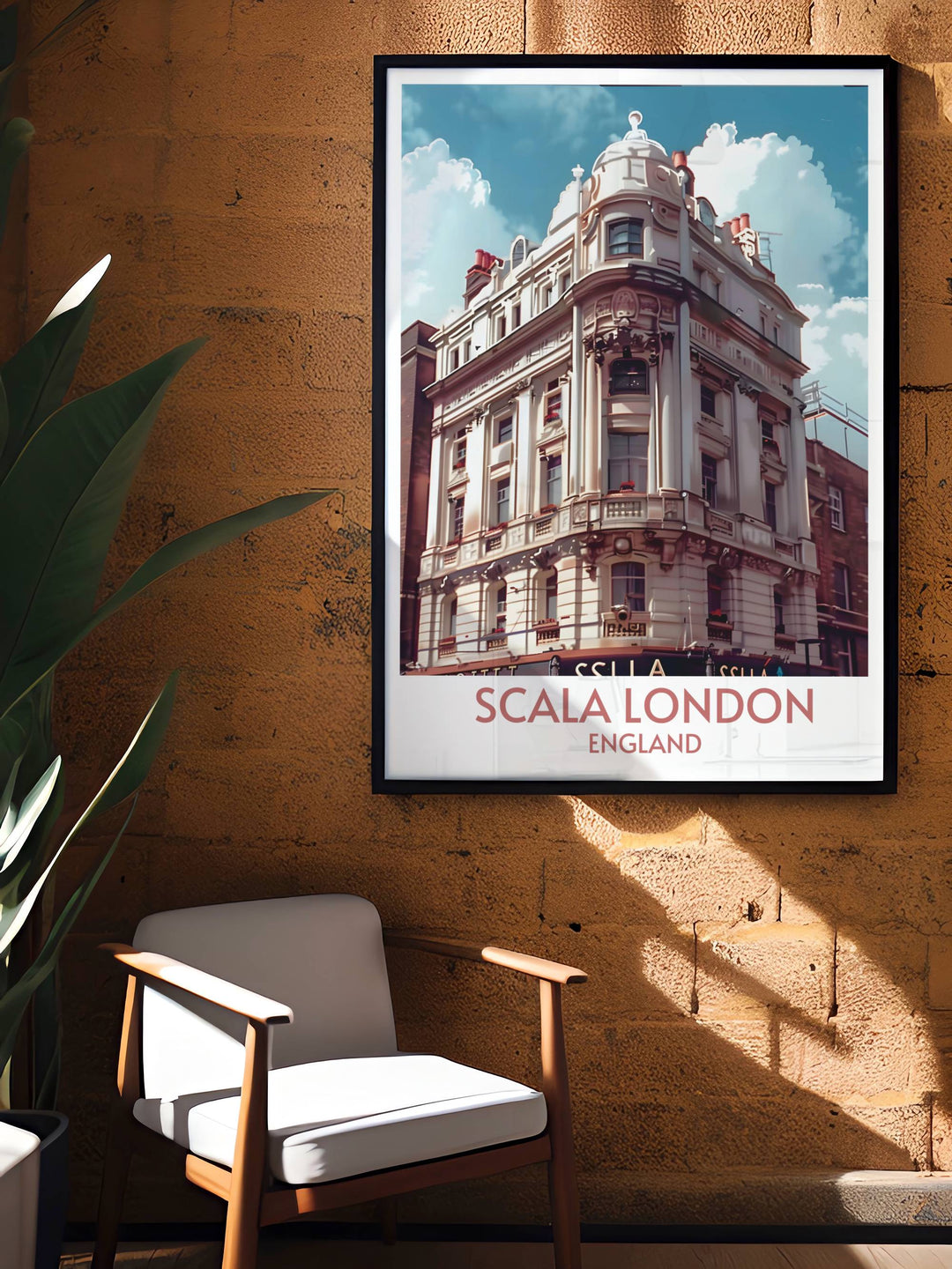 Elegant Scala London print capturing the exterior façade of this historic Kings Cross music venue in Art Deco style a perfect piece of wall art for music lovers and architecture enthusiasts looking to celebrate Londons rich cultural and architectural heritage