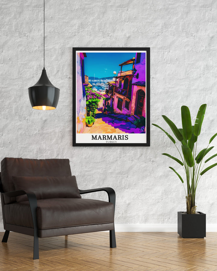 Elevate your home decor with Marmaris Travel Art featuring Marmaris Marina Downtown Marmaris This beautiful Turkey Wall Art is designed to bring a piece of Turkeys Mediterranean coast into your living space making it a perfect addition to any art collection