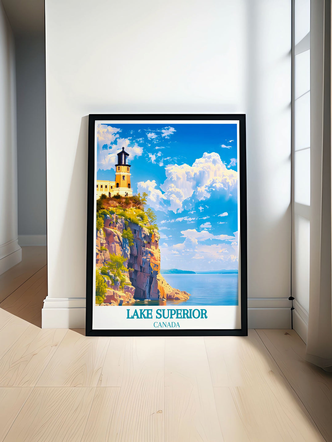 Illustration of Lake Superior, reflecting the natural beauty and serene landscape, making it a standout piece in any art collection.