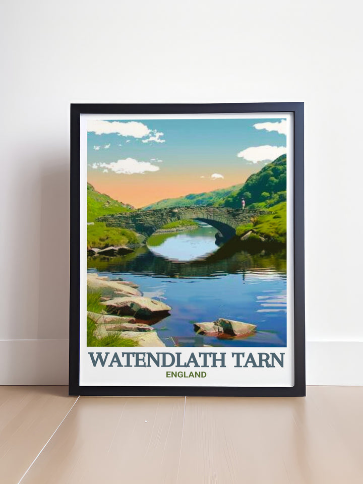 Captivating modern prints of Watendlath Packhorse Bridge with serene Watendlath Tarn and historic landscape of the Lake District ideal for stylish home decor