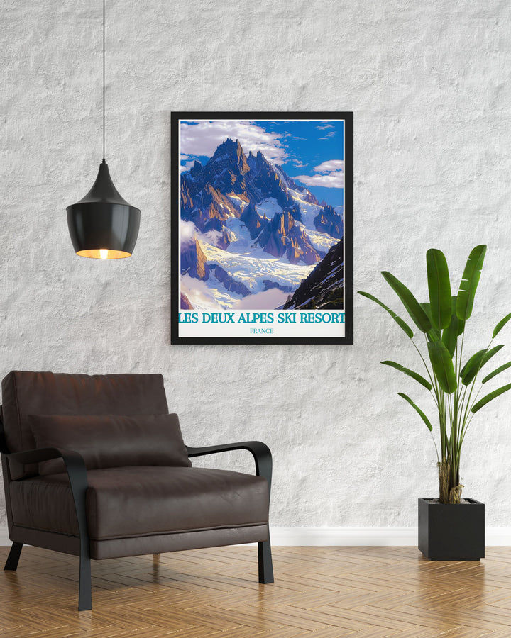 Featuring the majestic La Meije Mountain, this poster highlights its rugged peaks and breathtaking views, perfect for mountaineering enthusiasts and lovers of dramatic alpine landscapes.