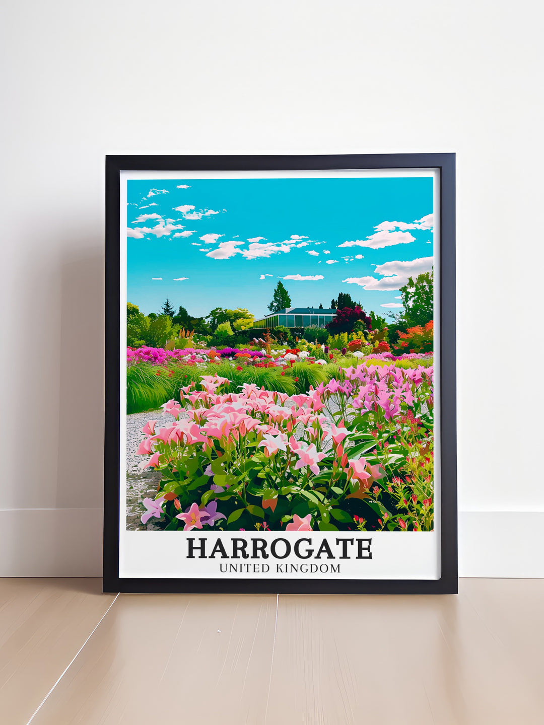 Harrogate Art showcasing the beauty of Harlow Carr Gardens Beckwithshaw. A perfect addition to any living space. This Yorkshire Travel Poster adds elegance and charm with its vibrant colors and captivating scenes. Ideal for gifting or personal decor.