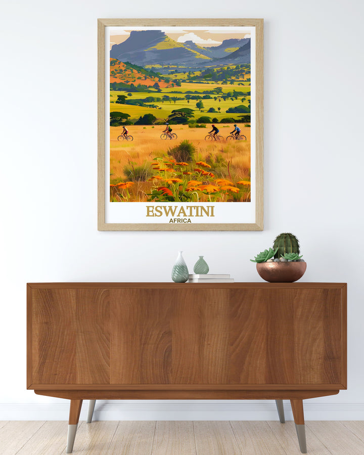 Mlilwane Wildlife Sanctuary canvas art captures the essence of Eswatinis natural beauty, with stunning views of the sanctuarys landscapes and animals. This travel print is perfect for anyone who loves the outdoors and seeks to bring the serenity of nature into their home.