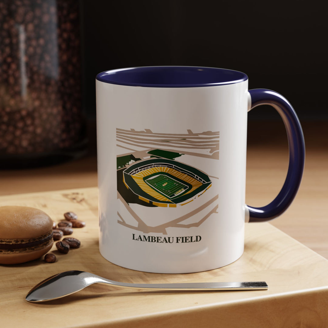 A beautifully designed Lambeau Field mug celebrating Green Bay Packers pride. Perfect for coffee or tea lovers, it features vibrant artwork inspired by the iconic stadium. Durable and dishwasher-safe, it makes a thoughtful gift or keepsake for fans and collectors.