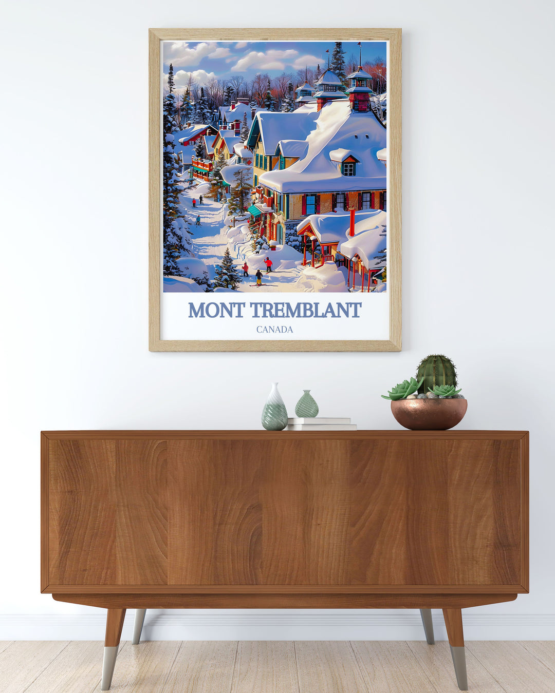 Tremblant Ski Resort Travel Poster capturing the essence of Mont Tremblant and the Laurentian Mountains with stunning detail and vibrant imagery ideal for nature lovers and ski enthusiasts looking to add adventure and sophistication to their home decor.