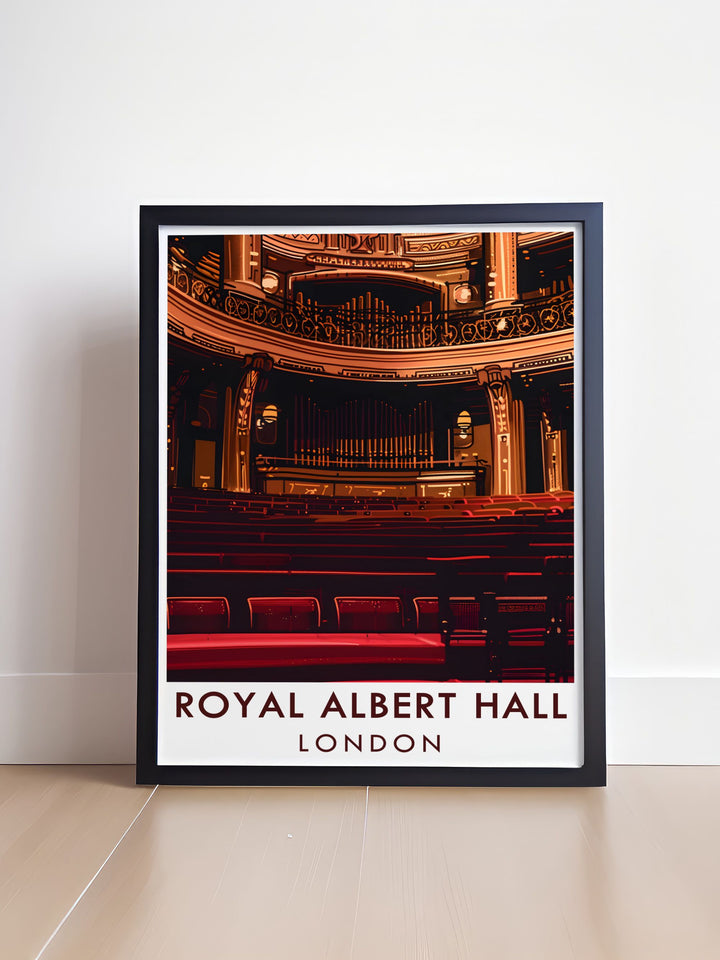 London travel print highlighting the Royal Albert Hall and Auditorium perfect for bucket list prints and gifts for those who love London architecture and music venues