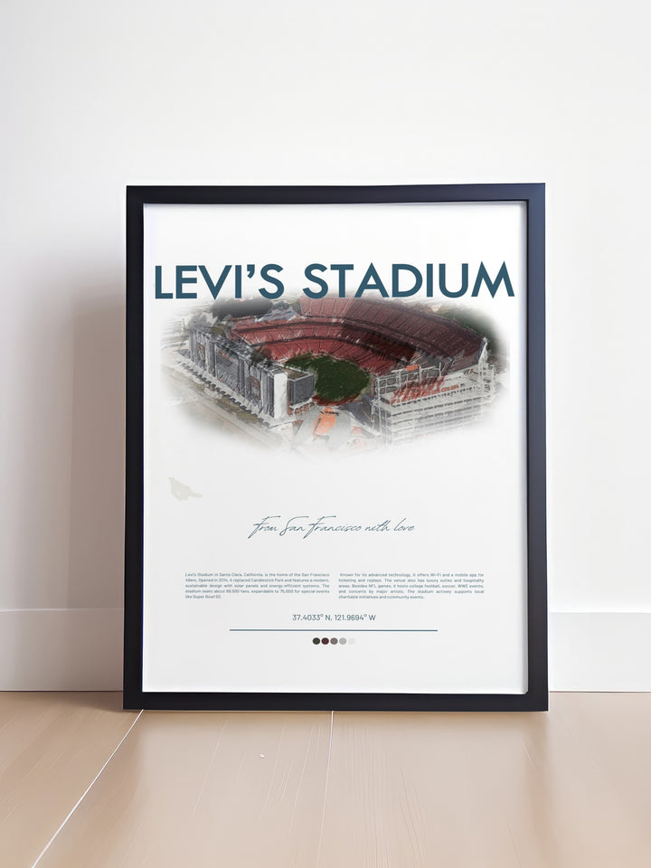 a framed photograph of levi's stadium