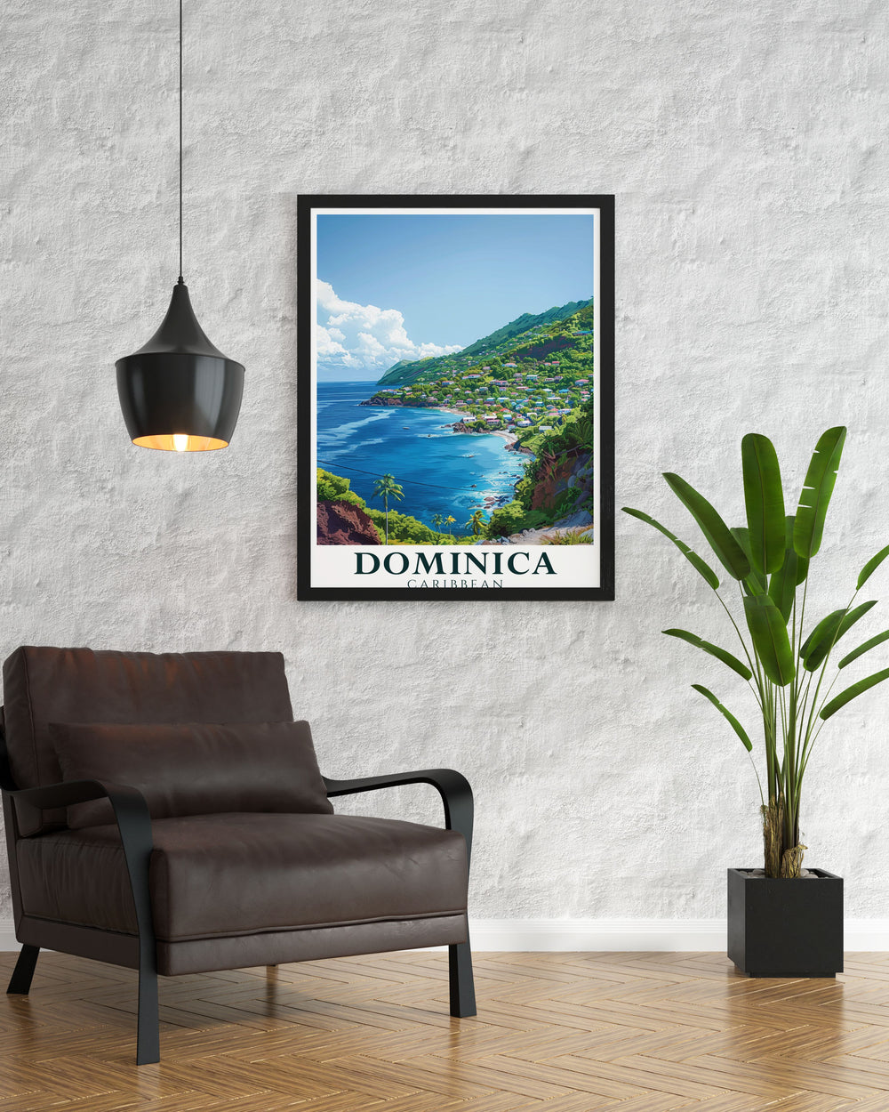 Scotts Head Travel Print capturing the breathtaking scenery of Dominicas Scotts Head with its vibrant coastline and tranquil environment a captivating addition to any living space ideal as a travel gift or unique wall art for Caribbean enthusiasts