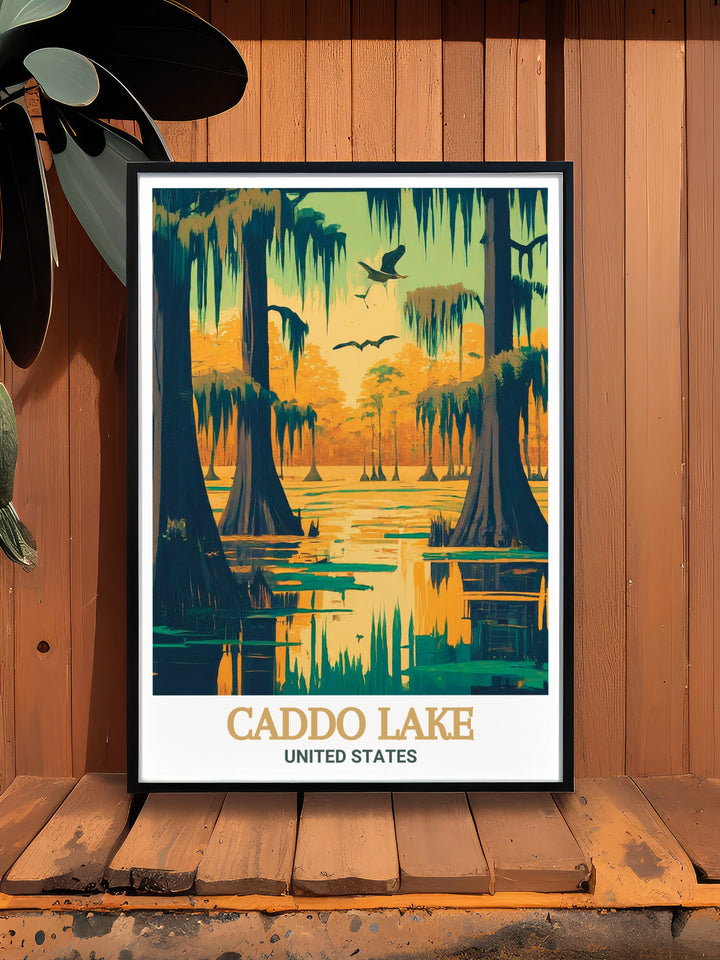 Texas Decor featuring Caddo Lake and Caddo Lake State Park Stunning Prints perfect for adding a touch of nature to your home this Texas Travel Print captures the lush landscapes and serene atmosphere of one of Texas most beloved natural treasures