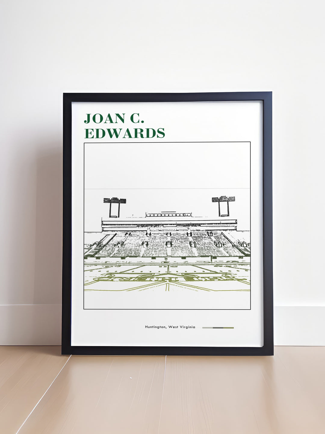 Joan C Edwards Stadium art print is a must have for Marshall football fans. This Marshall Herd print brings the excitement of NCAA football to your home. Perfect for dorm rooms or living spaces it celebrates the pride of Huntington and Marshall University.