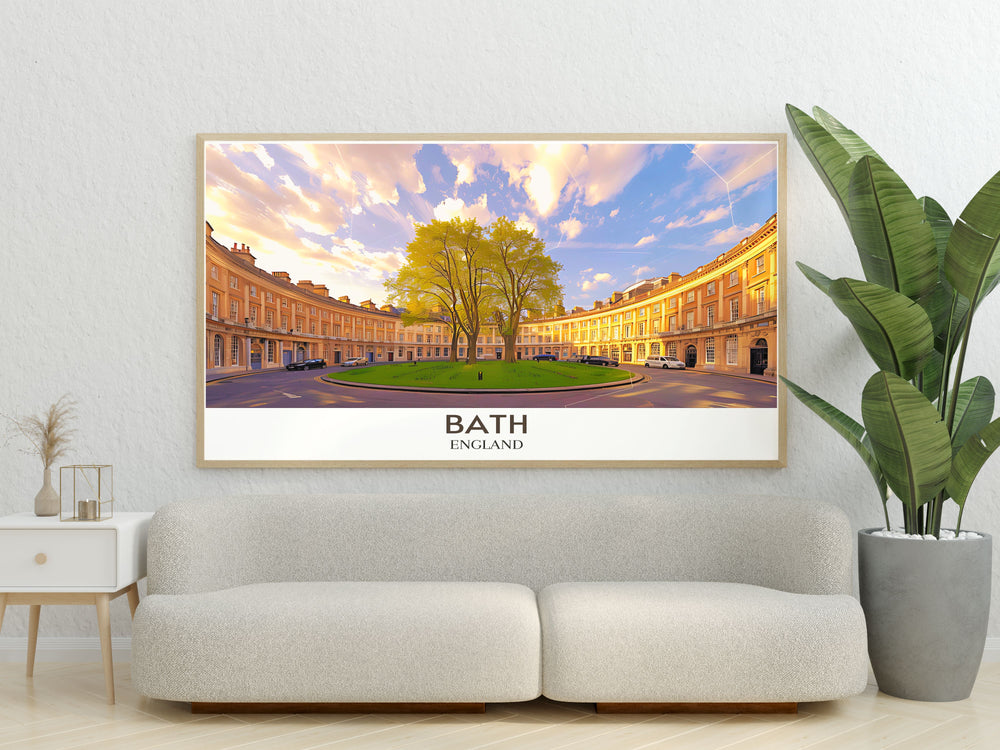 Artistic representation of The Circus in Bath, England, capturing the historical elegance and architectural beauty in a sophisticated wall decor piece.