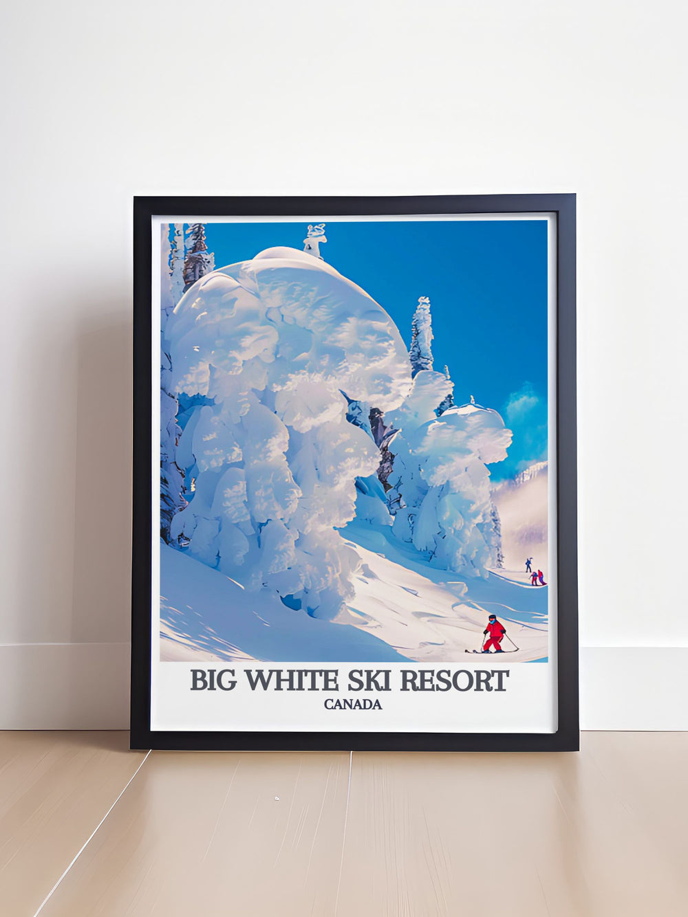 Framed art print of Big White Ski Resort featuring the ethereal snow ghosts, offering a breathtaking view of one of Canadas premier ski destinations and a must have for winter sports enthusiasts.