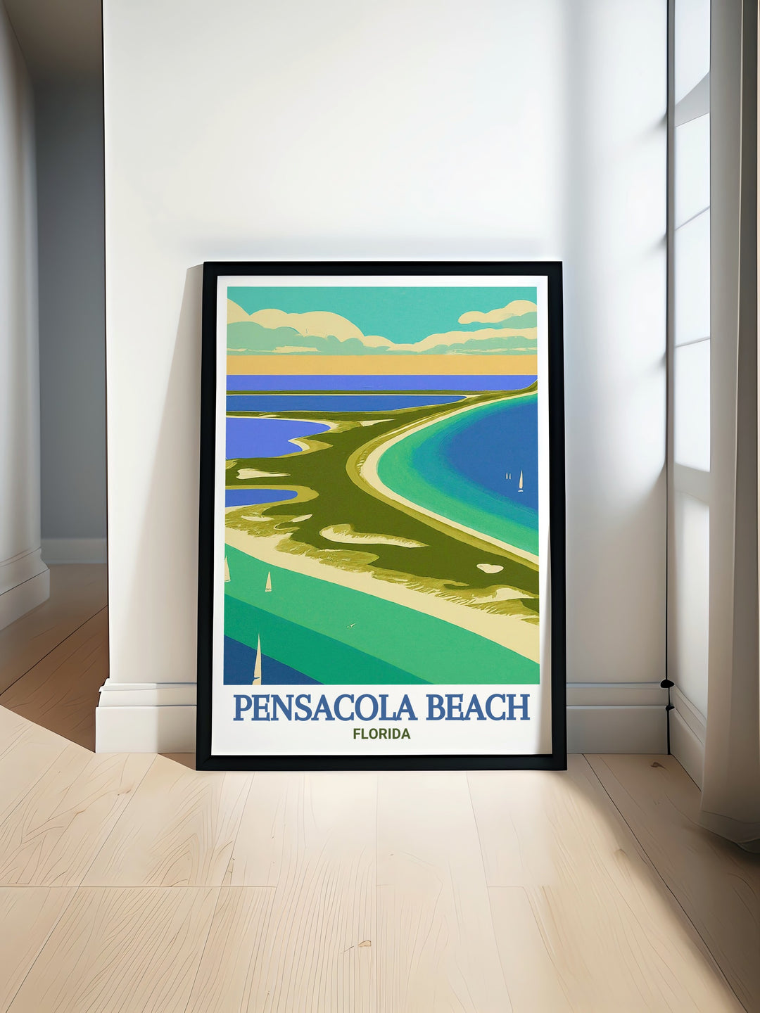 Scenic wall art of Gulf Islands National Seashore, featuring vibrant colors and detailed coastal landscapes of Pensacola Beach in Florida. An exquisite addition to any decor. This print brings the tranquil beauty of the Florida coast into your home, providing a constant reminder of its natural charm.