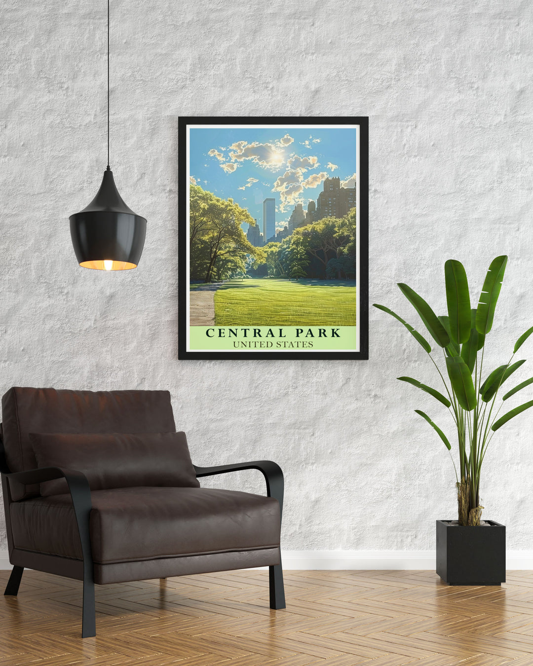 Highlighting the serene vistas of Central Parks Lawn and the bustling atmosphere of the park, this travel poster is perfect for those who appreciate the scenic and historical richness of New York.