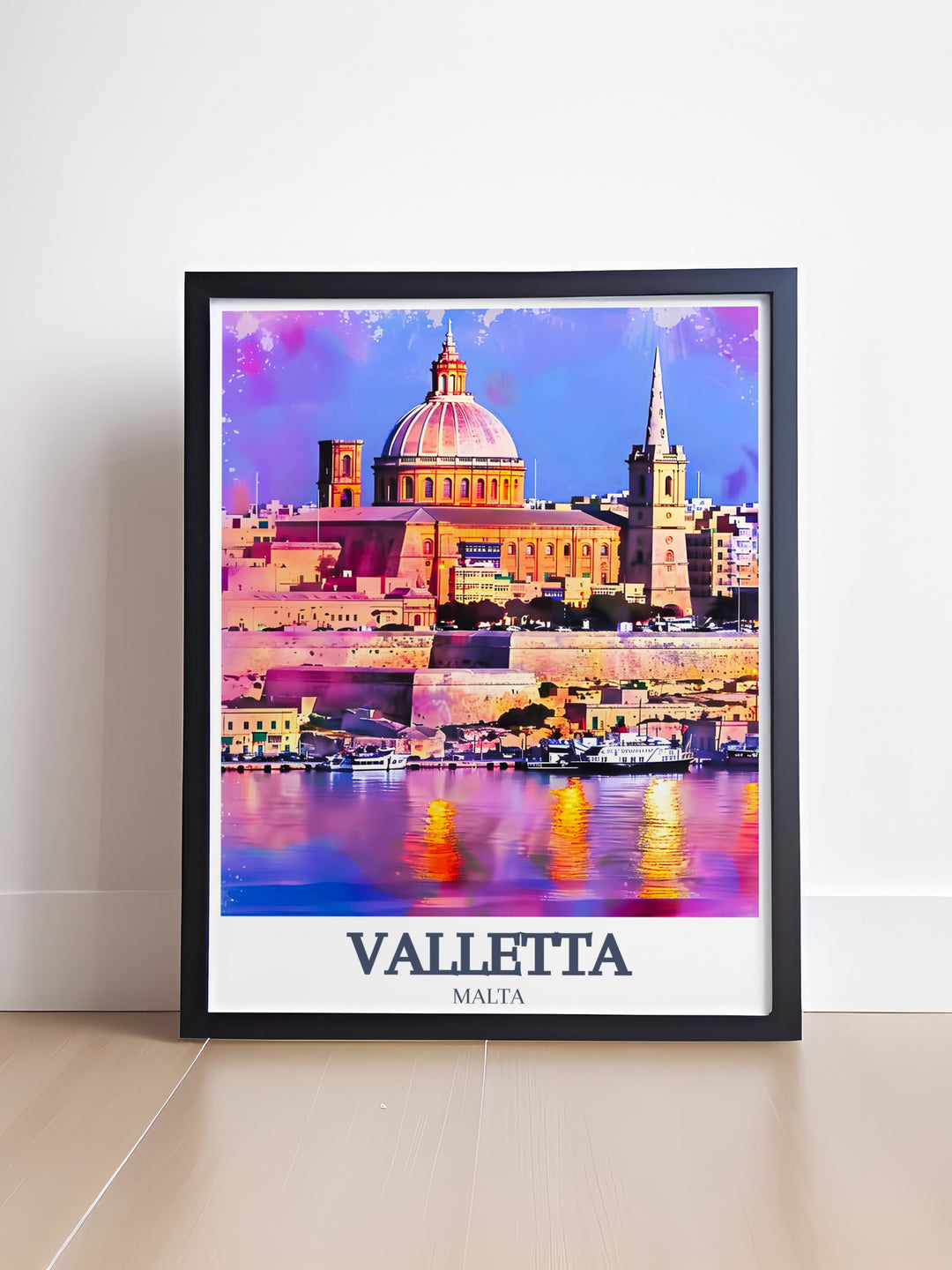 A vibrant Valletta art print featuring two of Maltas most iconic landmarks – St. Johns Co Cathedral and the Basilica of Our Lady of Mount Carmel. This piece adds a touch of Mediterranean charm to any space.