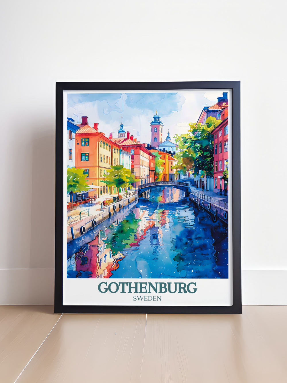 Bringing the charm of Gothenburg into your home, this travel poster showcases the citys serene canals and majestic architecture. Ideal for those who appreciate urban beauty and historical landmarks, this piece adds a touch of Swedish elegance to any room.