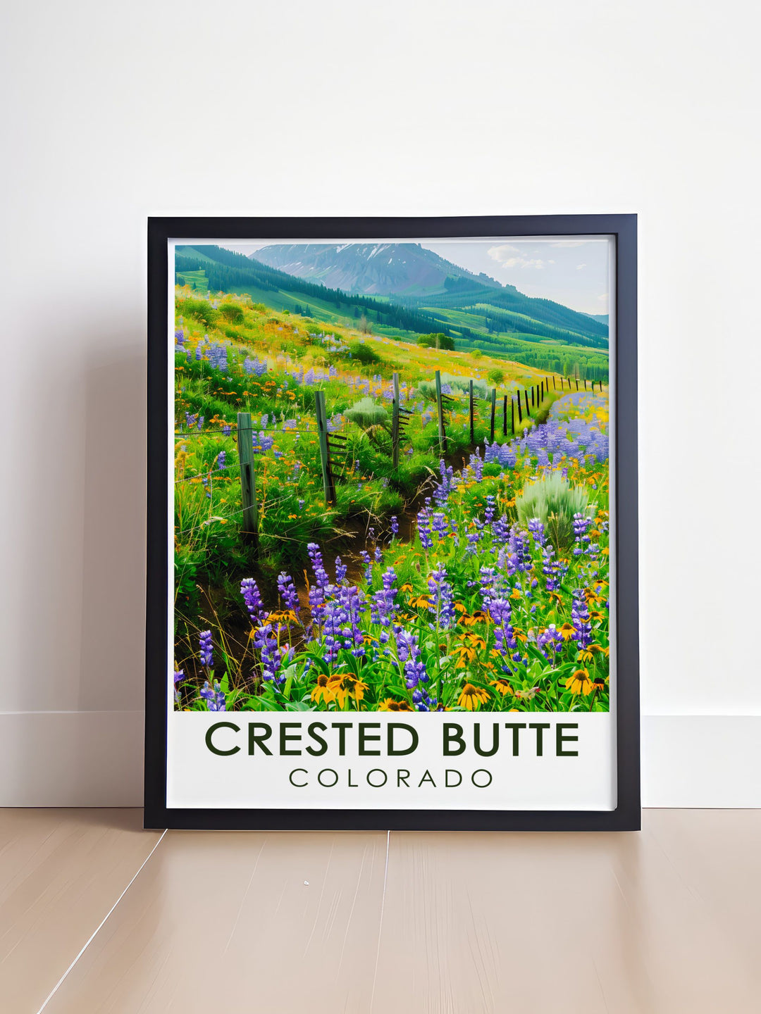 Unique Wildflower Festival artwork from Crested Butte featuring intricate illustrations of the festivals vibrant wildflowers and stunning mountain scenery perfect for adding a touch of Colorados charm to your living space.