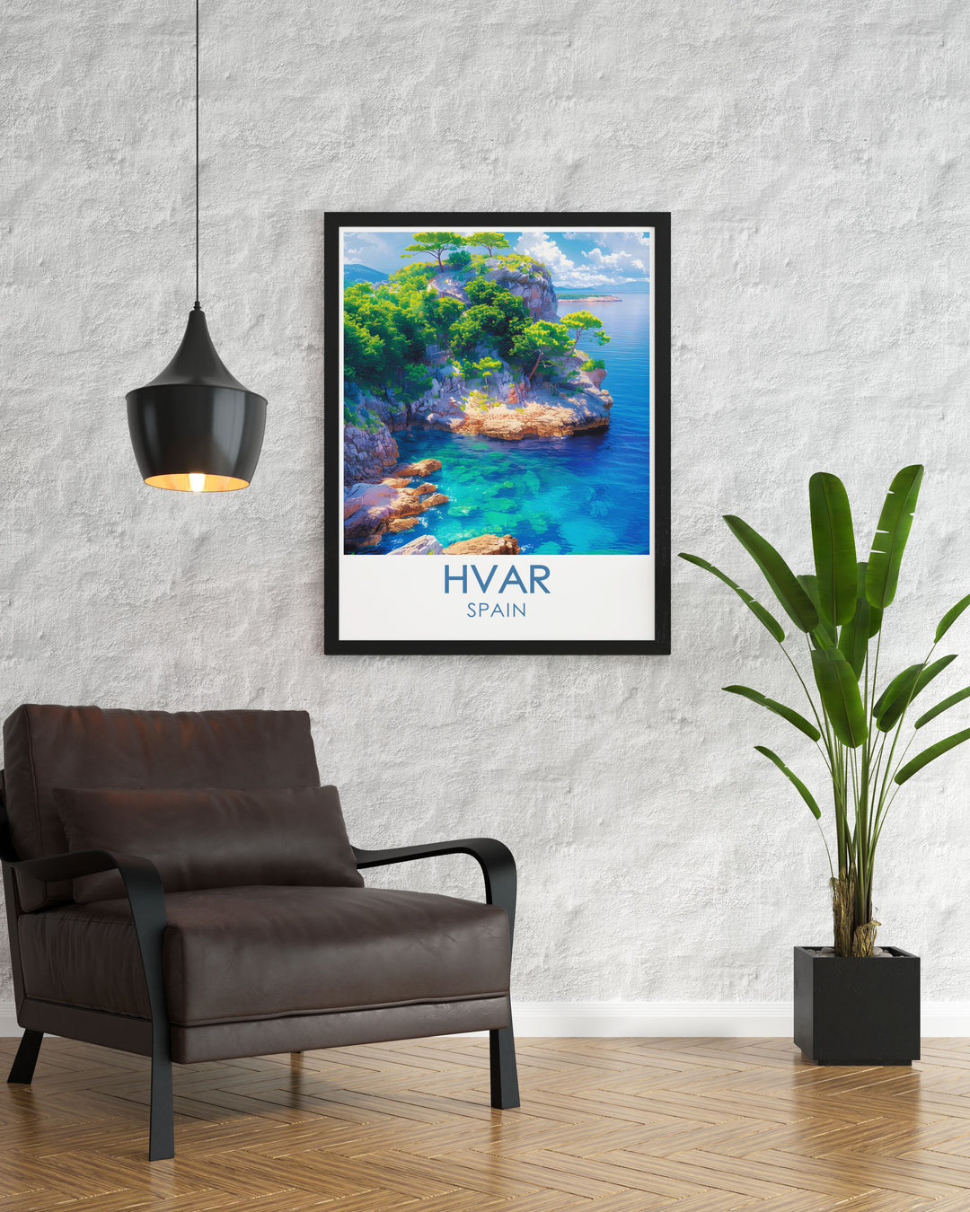 A stunning depiction of Hvars vibrant harbor, filled with sleek yachts and traditional boats. This gallery wall art brings the lively atmosphere and picturesque setting of Hvar into your living space, ideal for those who love coastal charm.