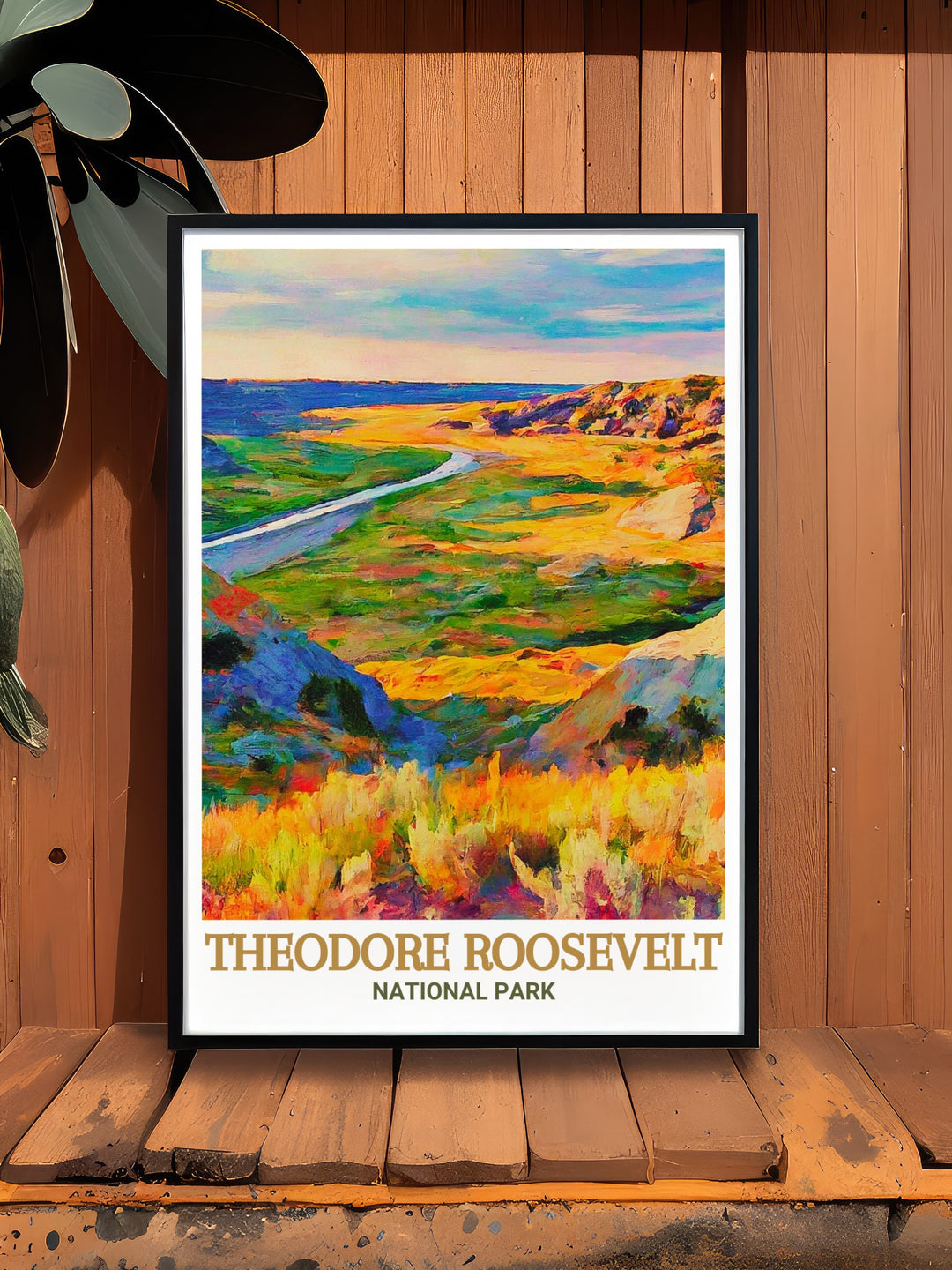 Wind Canyon Trail framed prints offer a stunning representation of Theodore Roosevelt National Park perfect for adding a sense of adventure and tranquility to your home decor ideal for National Park enthusiasts and art lovers alike.