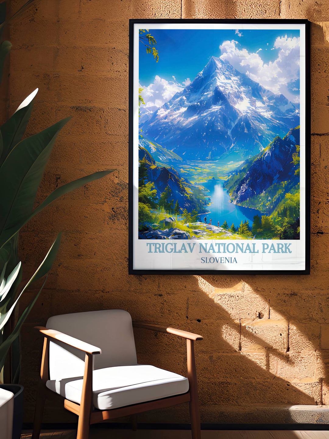 Stunning canvas art of Triglav National Park, with detailed depiction of Mount Triglav and the surrounding alpine landscape, perfect for adding a touch of natures grandeur to your home decor.