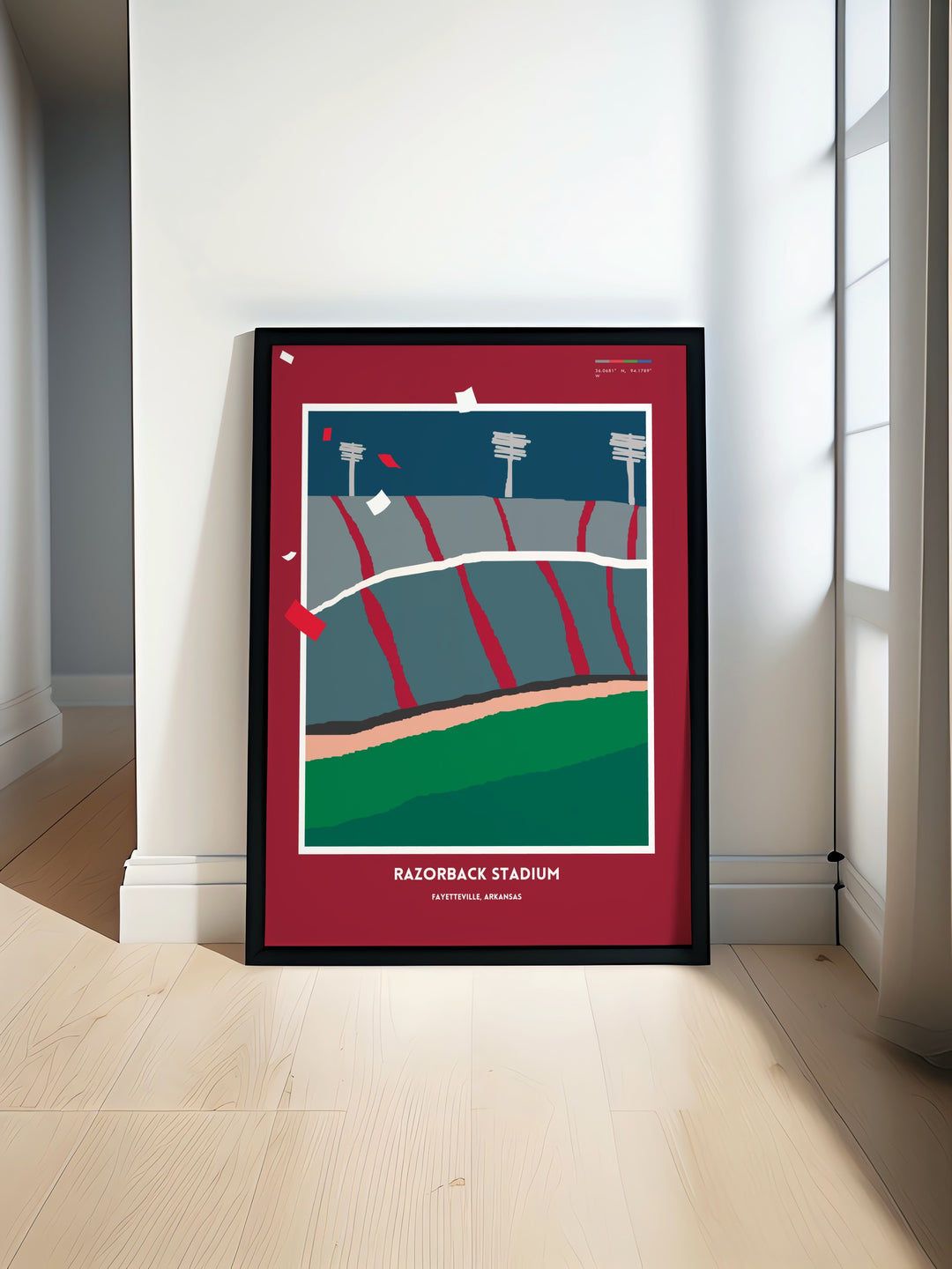 Experience the excitement of Arkansas football with this Razorbacks print featuring Razorback Stadium perfect for college dorm decor or as a unique gift for Razorbacks fans celebrating the spirit of college football