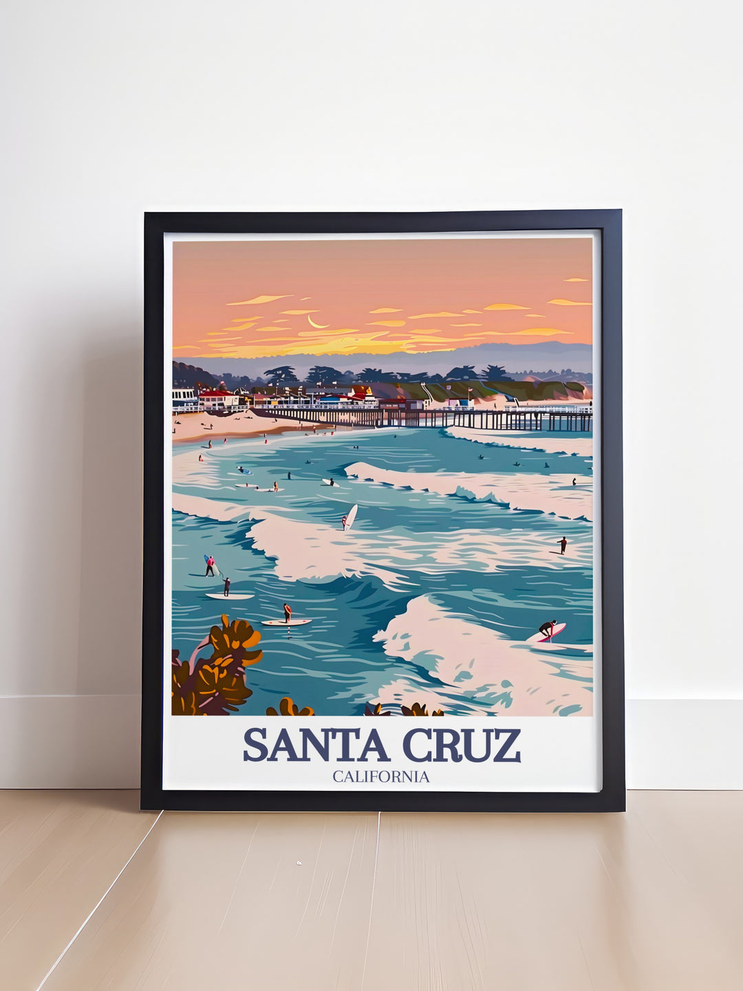 Transform your space with Santa Cruz Beach Boardwalk and Santa Cruz Wharf artwork beautiful California travel prints that bring coastal charm into your home perfect wall decor for fans of Santa Cruz and those who love California art.