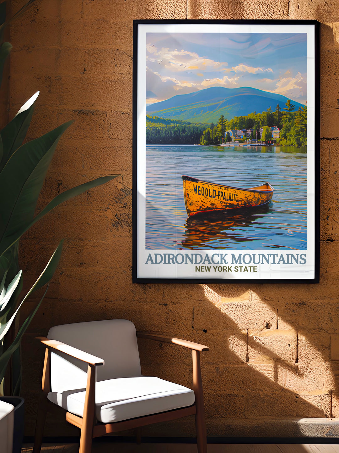 Adirondack wall art featuring Lake Placid brings the charm of New York into your home with a modern art print perfect for any living room or office offering stunning views of the mountains