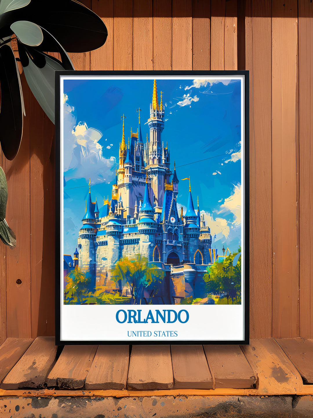 Beautiful San Diego poster highlighting the laid back charm of the Pacific coast combined with Cinderella Castle stunning prints designed to bring a touch of classic fairy tale magic into your home making this artwork perfect for both modern and traditional decor styles