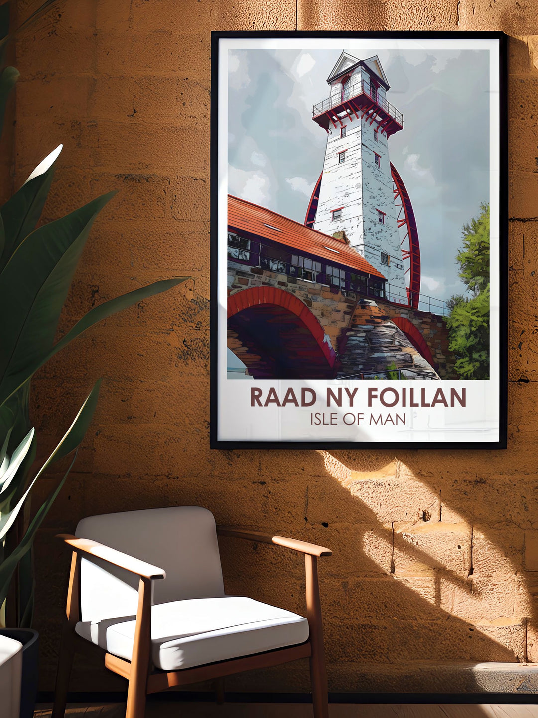 Elegant Home Decor with Laxery wheel artwork featuring Isle of Man Coastal Path and scenic views from Douglas Harbour perfect for enhancing any room with a high quality Framed Print