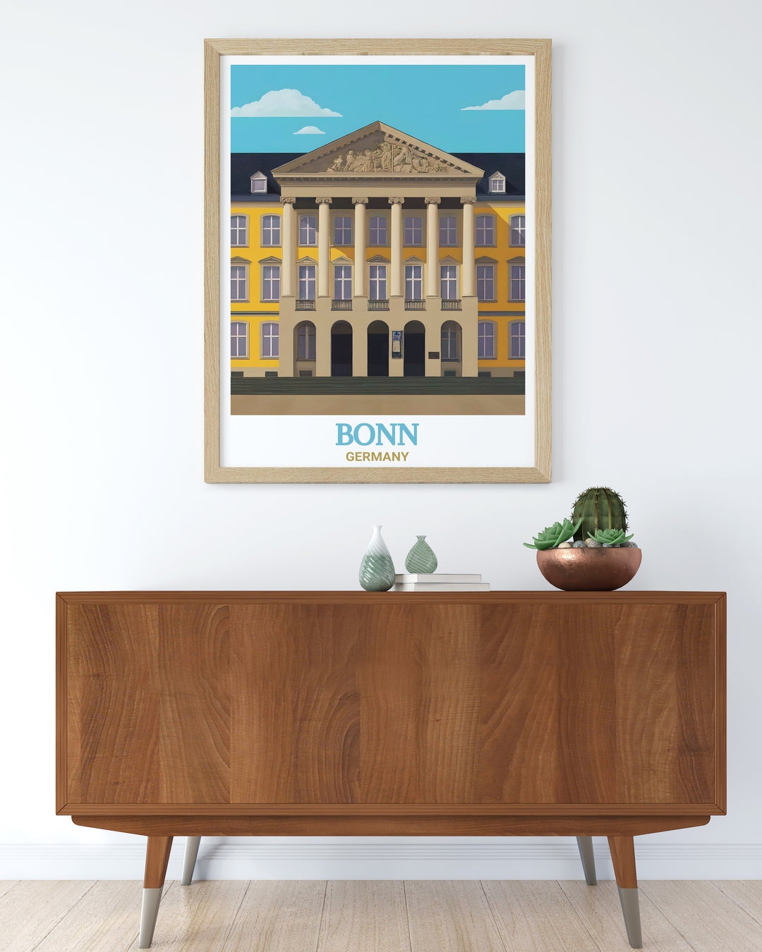 Germany wall art celebrates the timeless beauty of the University of Bonn, one of the countrys most iconic academic institutions. This travel print is perfect for adding a touch of German history and culture to your home or office decor.