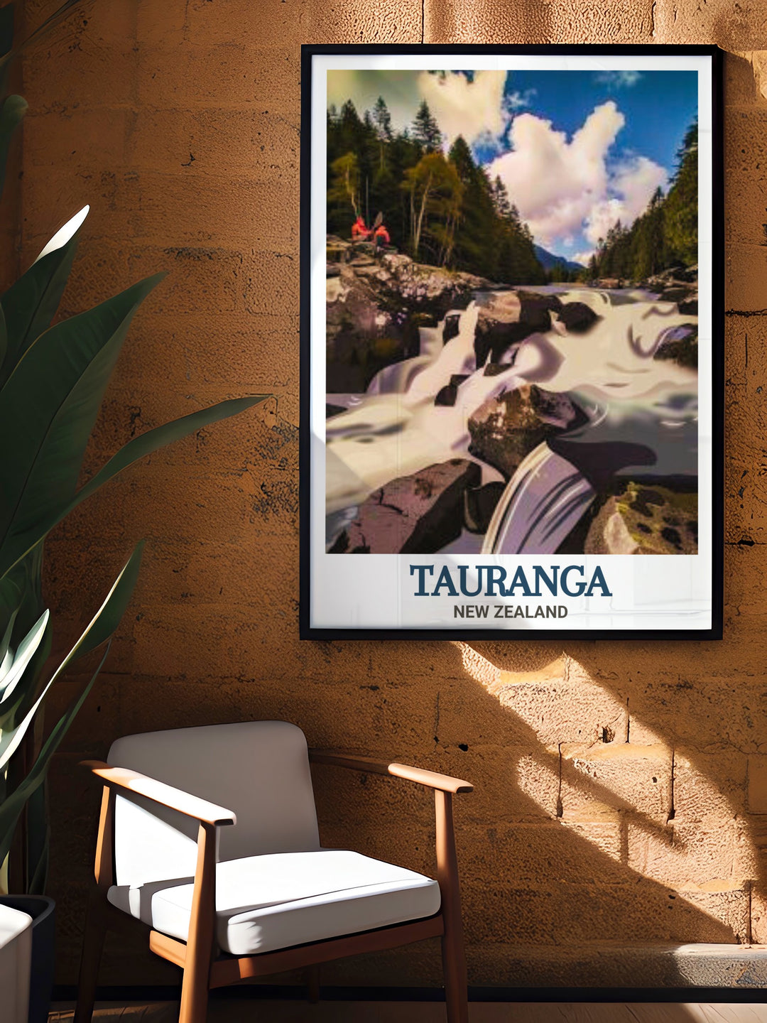 Tauranga print of McLaren Falls Park perfect for New Zealand decor enthusiasts looking to bring a piece of the outdoors into their home