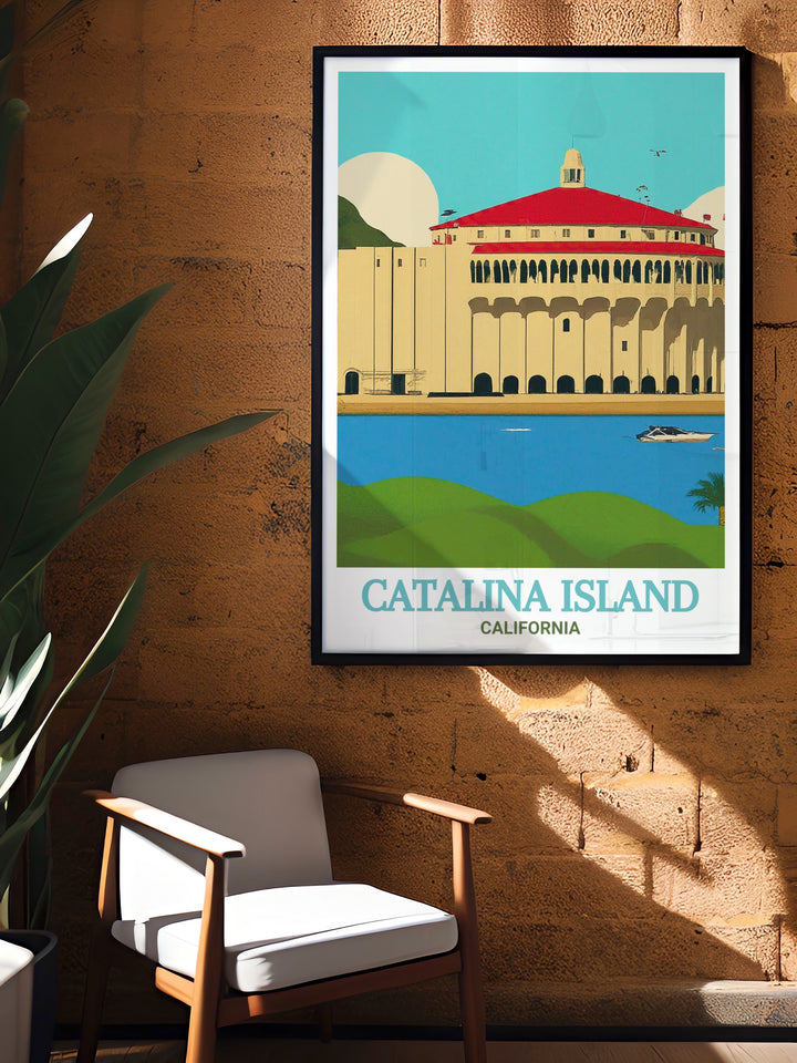 Experience the elegance of the Catalina Casino with this stunning canvas art, capturing the architectural grandeur and cultural significance of one of Californias most beloved landmarks. Ideal for enhancing your coastal themed interiors.