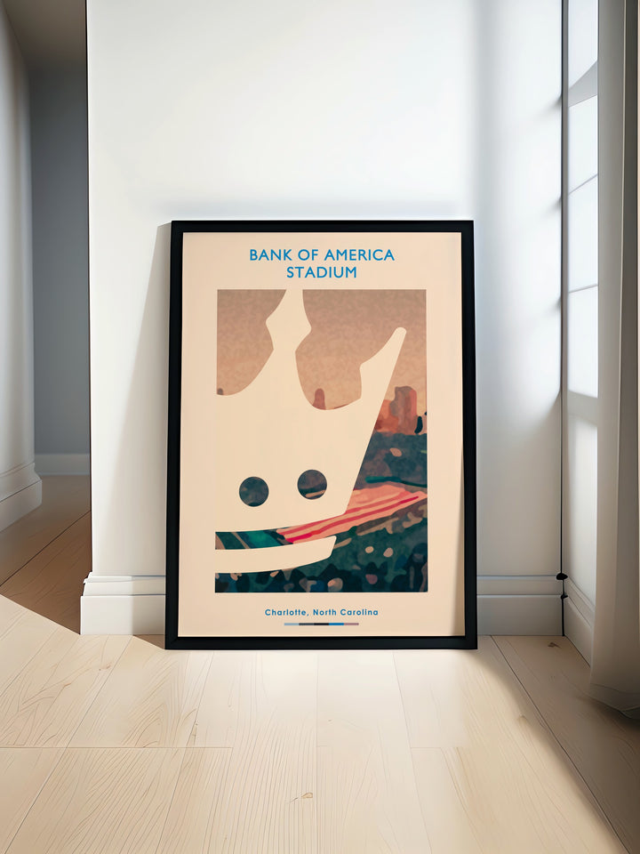 Modern Sports Art featuring Carolina Panthers and Bank of America Stadium ideal for enhancing any sports bedroom or office with a touch of elegance and passion