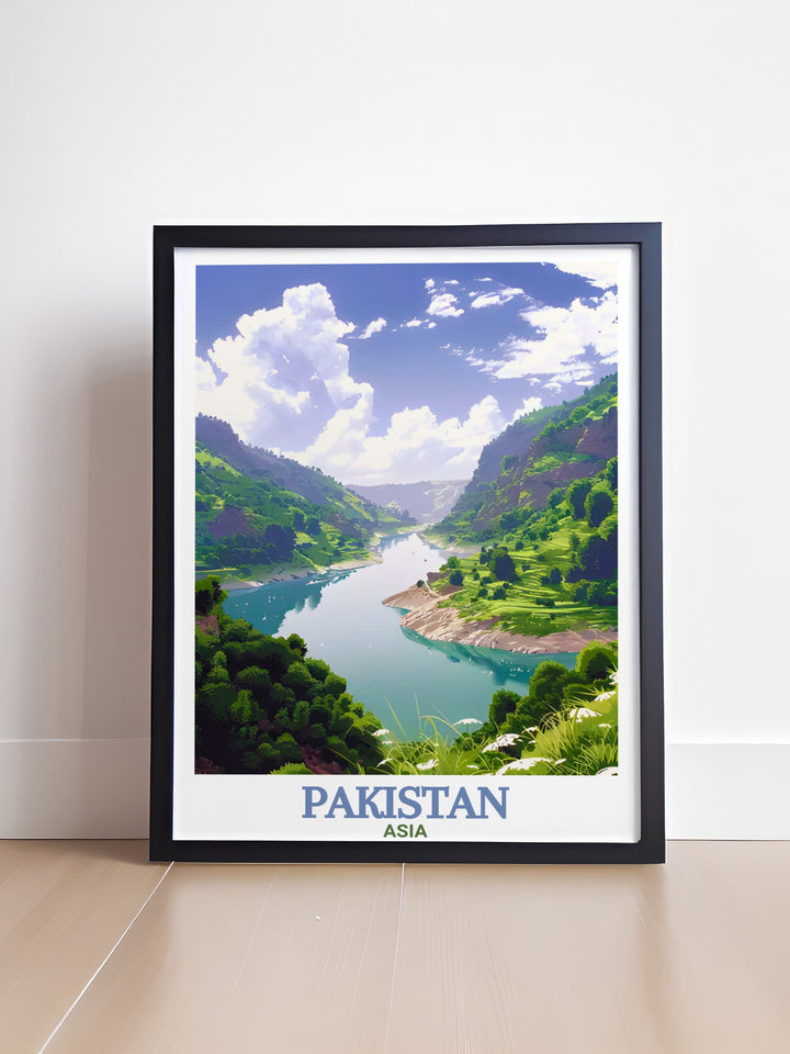 Lahore Painting and Jhelum River Travel Poster bringing together the cultural richness of Lahore and the serene landscapes of Jhelum River perfect for gifts and home decor