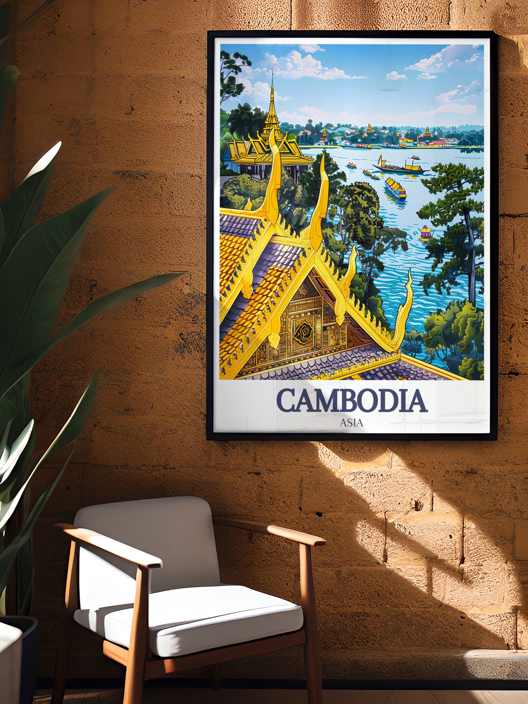 Bring the splendor of Royal Palace, Phnom Penh, Tonle Sap Lake into your home with this beautiful poster. Showcasing the famous Cambodian landmarks, this piece is ideal for highlighting the rich cultural heritage and natural beauty of the region.
