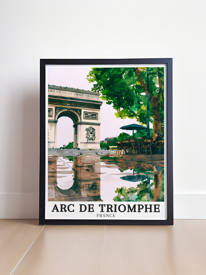 Paris Travel Poster featuring the majestic Arc de Triomphe and Place Charles de Gaulle Place de lEtoile offers a timeless reminder of the citys grandeur perfect for adding a touch of Parisian charm to your home or as a thoughtful gift for Paris lovers