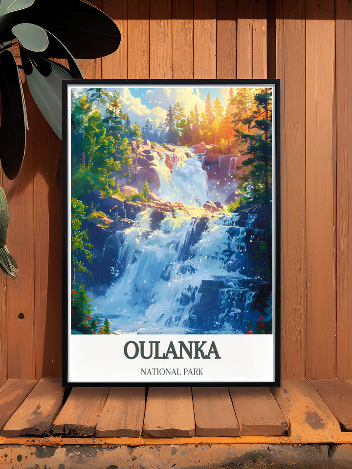 Hiking Trail Poster featuring Kiutakongas Rapids on the renowned Karhunkierros Hike showcasing the rugged beauty and dynamic energy of the rapids perfect for inspiring adventure and exploration in any room