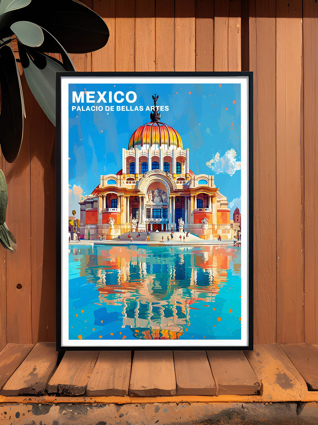 Showcasing both the Palacio de Bellas Artes and Mexico City, this travel poster captures the unique blend of artistic splendor and urban vibrancy, perfect for enhancing your living space with Mexican charm.