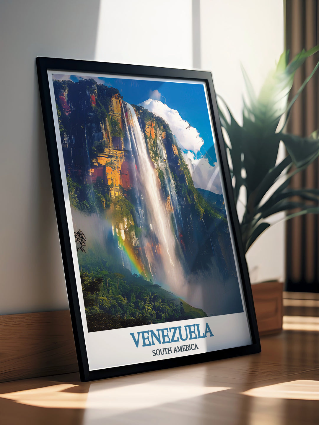 Angel Falls print offers breathtaking wall art for lovers of nature and adventure with its intricate details and vibrant colors showcasing the powerful waterfall in Venezuela making it a beautiful piece of home decor or a thoughtful gift