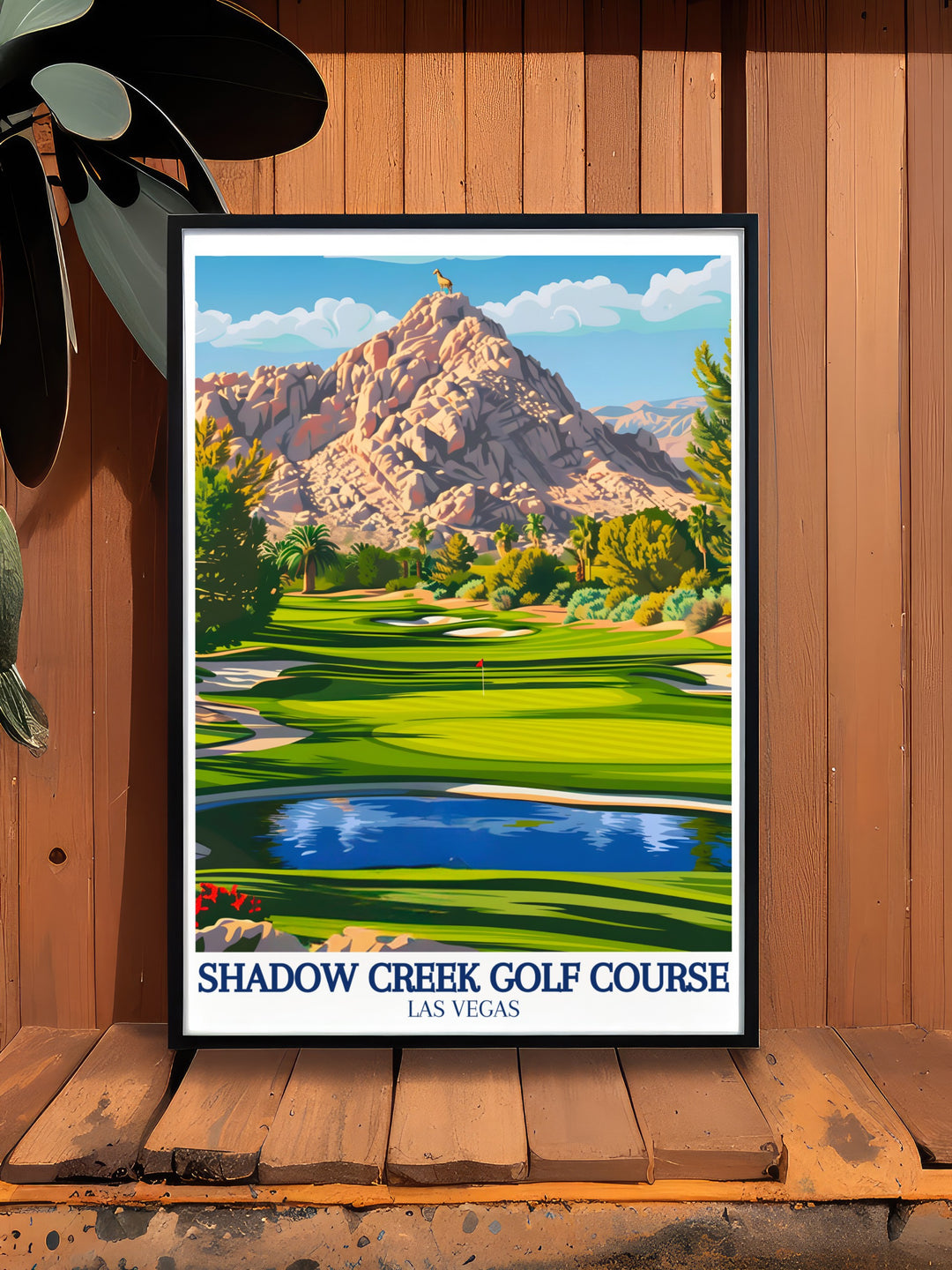 This high quality poster print captures the elegance of Shadow Creek Golf Course, situated against the breathtaking Nevada desert in Clark County. The intricate details of the golf course and the vibrant desert landscape make this artwork a must have for golf enthusiasts and nature lovers.