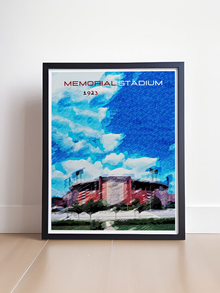 Memorial stadium artwork featuring stunning modern prints of the iconic Missouri Tigers football venue ideal for fans and college dorms capturing the essence of Mizzou Football