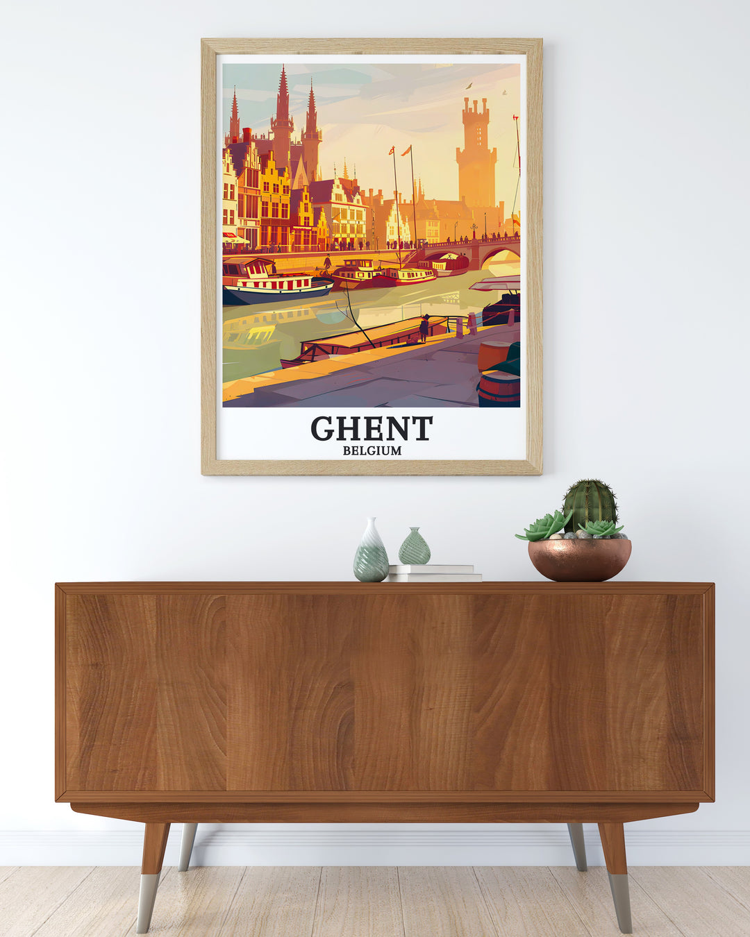 Elegant Belgium artwork of Saint Bavo Cathedral creates perfect wall decor for a stylish and cultured home