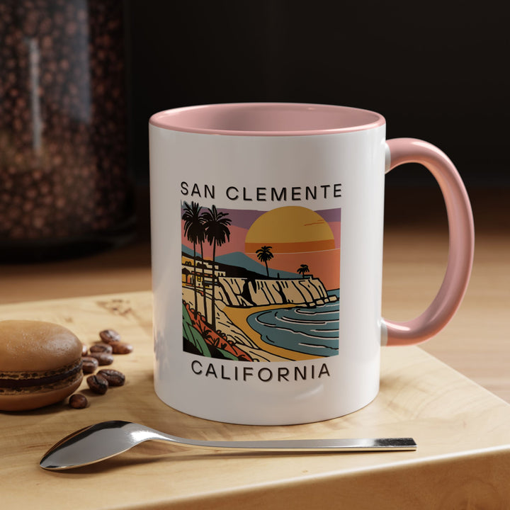 Capture the charm of San Clemente, California with this vibrant ceramic mug. Featuring beach and coastal scenery, this mug is perfect for enjoying your favorite beverage. Dishwasher and microwave safe, it makes an excellent gift for California lovers.