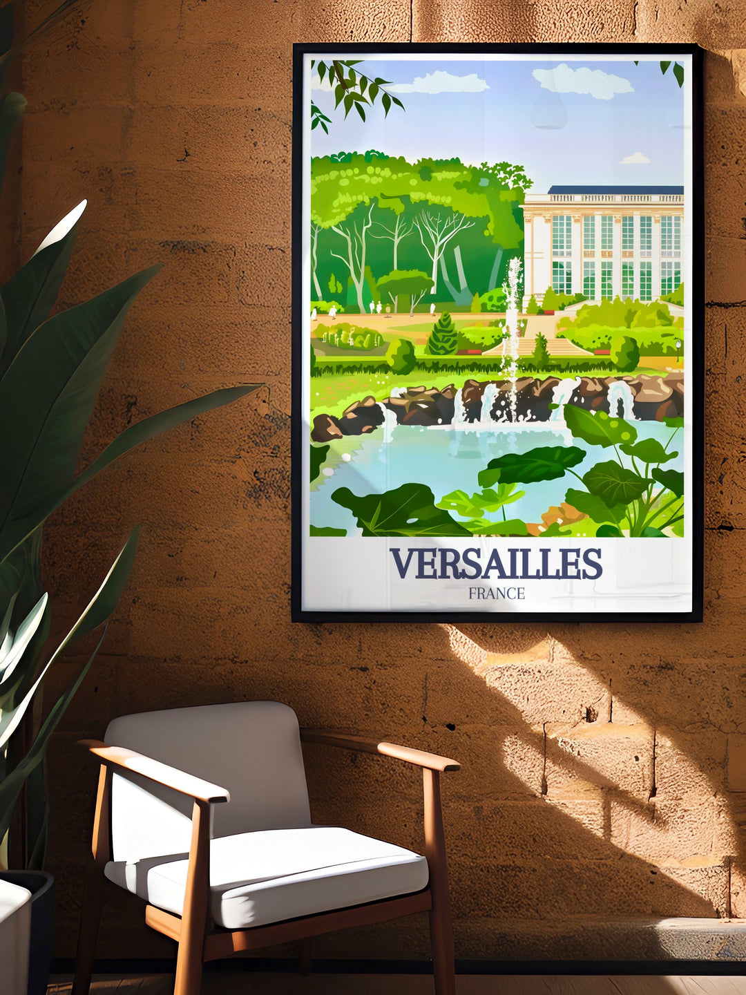 Versailles Wall Art featuring the detailed splendor of the famous palace and its gardens. Ideal for elegant home decor, this art print brings French history to life with vivid colors and fine lines. A great gift for those who love classic European landmarks.