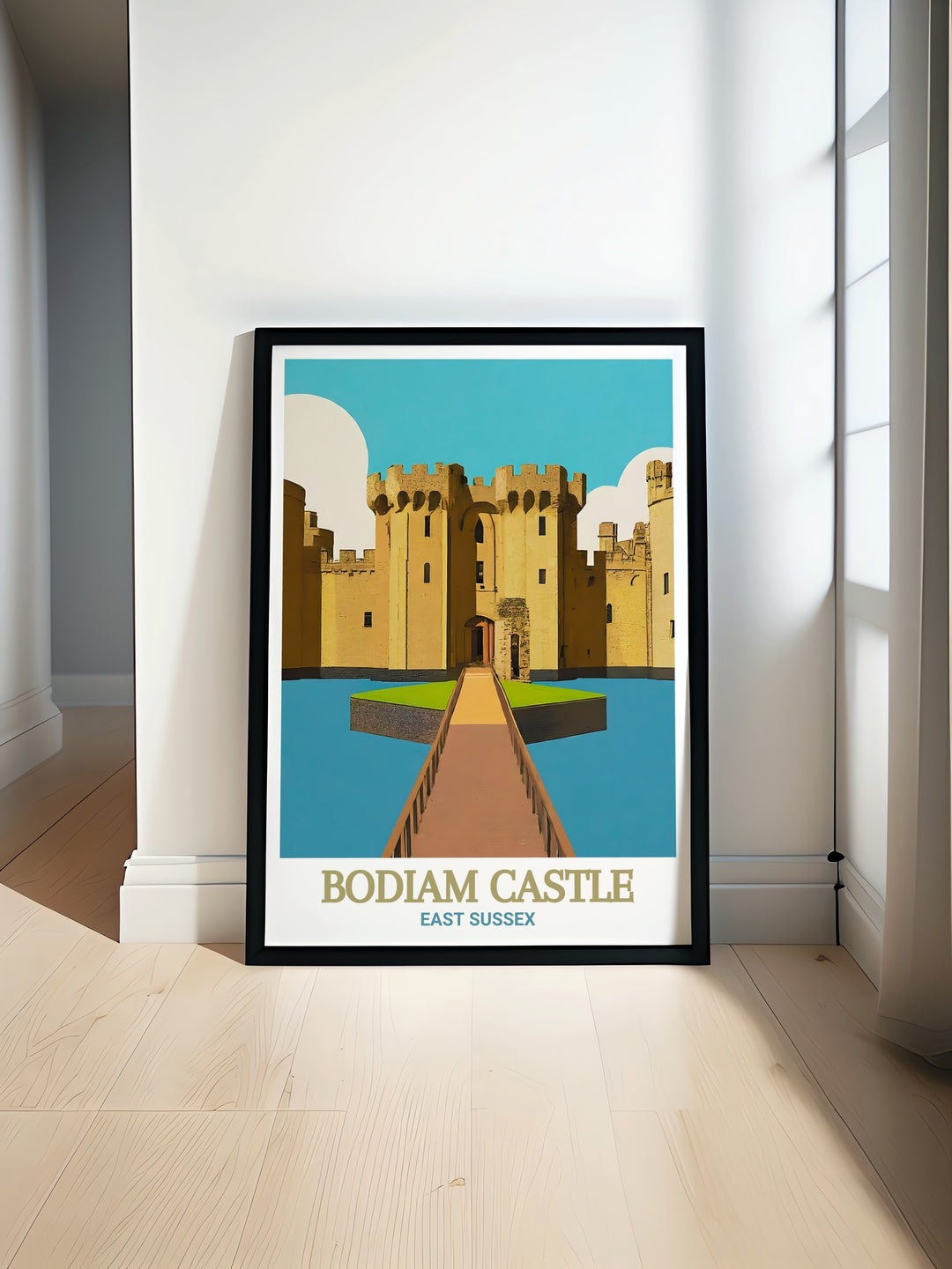 Explore the beauty of Bodiam Castle with our England wall art featuring a detailed poster of this historic fortress perfect for enhancing your home or office decor and making a unique England travel gift for history enthusiasts and art lovers